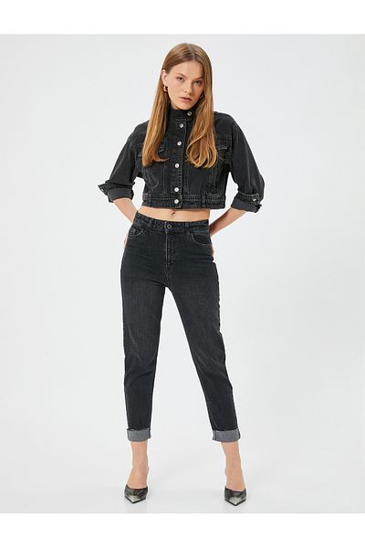 Koton High Waist Jeans Straight Leg Slim Fit Cotton - Slim Fit Jeans