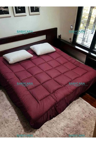 BabyCara Mattress Topper Cover 8 Cm Extra Plush and Super Soft Microfiber Red