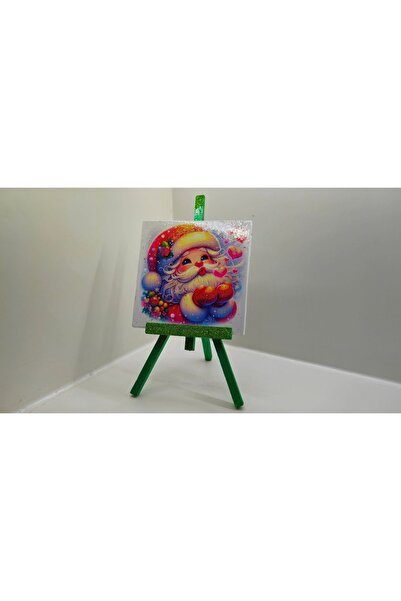 Mersin Alzheimer Derneği Ahşap Yeşil Renk Sim Süslemeli El Yapımı Şovale Üzerine Yılbaşı Temalı Poster