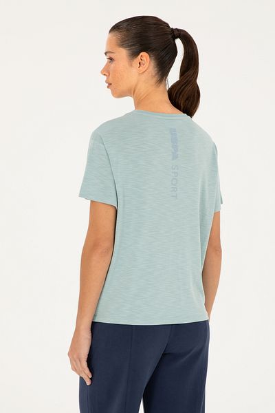 U.S. Polo Assn. Tricou de damă, verde apă, cu gât crew 1836067