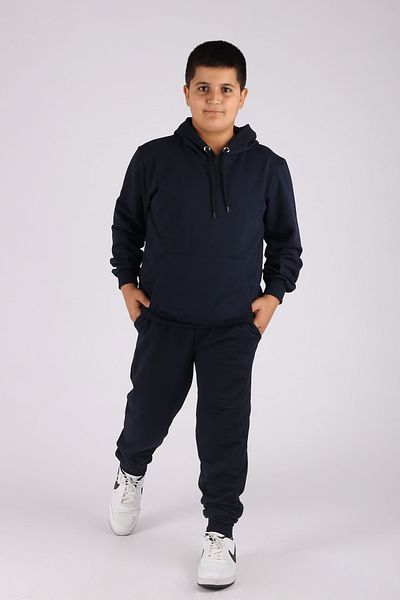 han elegant Μονόχρωμο Σετ παιδικής φόρμας Unisex με κουκούλα 2 κλωστών εποχιακής τσέπης καγκουρό