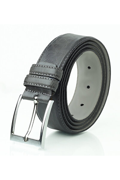 Deribond Gray Men's Belt Faux Leather, Gift, Special Boxed 3.50 cm