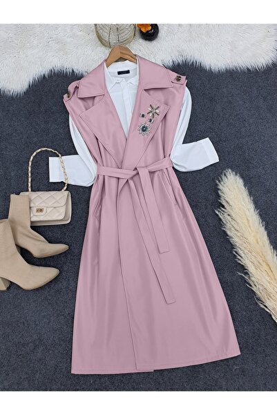 Modamorfo Stone Borsh Detailed Bonding Vest -Pink