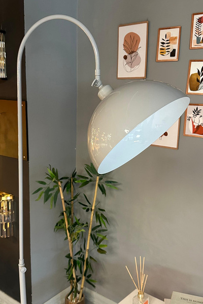 Bamyum Gri Lambader Hareketli Başlık Modern Dekoratif Metal Oturma Odası Çalışma Odası Zemin Lambası