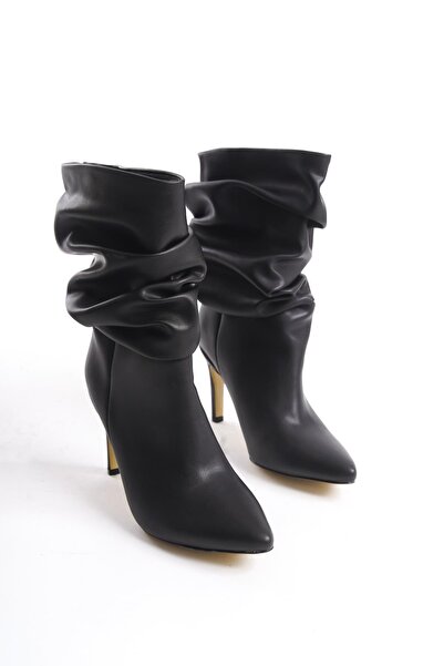 TOPUK Asena Black Skin Short Pull-Out Bellows Cowboy Boots