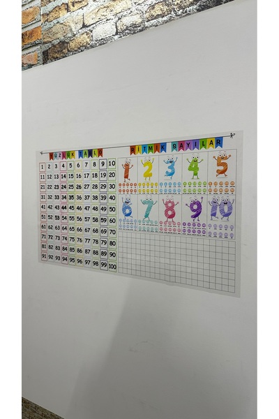 Farklı Bi Kağıt Yüzlük Tablo ve Ritmik Sayılar Akıllı Tahta Sihirli Kağıt Set