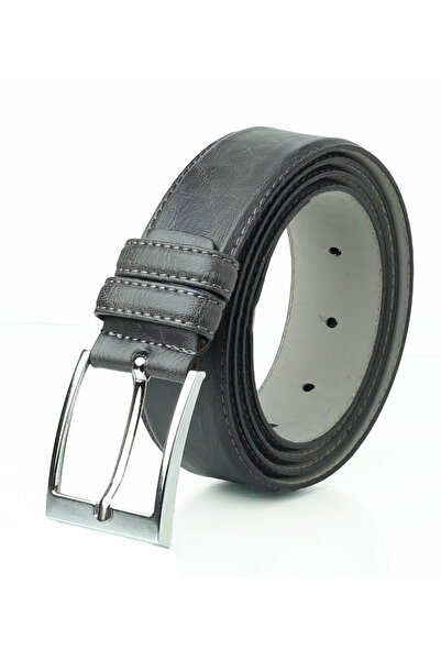 Deribond Gray Men's Belt Faux Leather, Gift, Special Boxed 3.50 cm