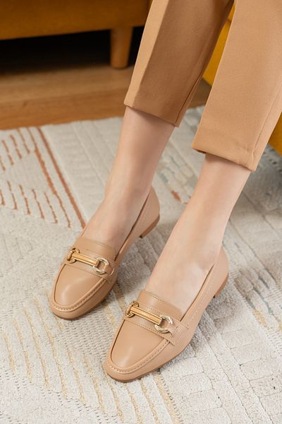 DİVOLYA Fabri Nude Buckle (1 cm Heel) Ballerinas with Cuticle Toe