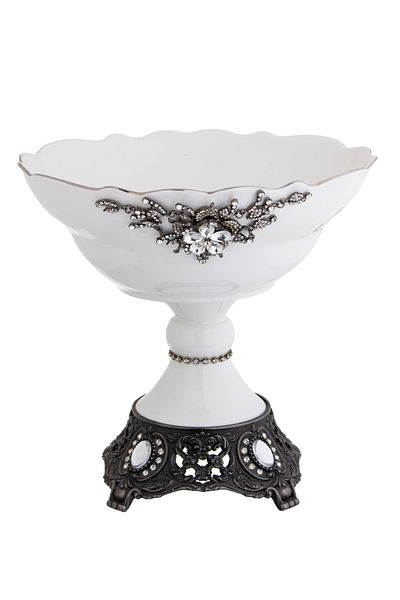 HIC Ceramic serving dish with base black color SIZE 25*20 cm