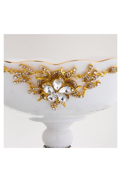 HIC Ceramic serving dish with base gold color SIZE 25*20 cm