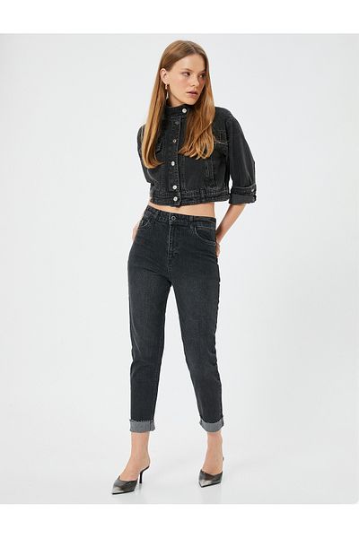 Koton High Waist Jeans Straight Leg Slim Fit Cotton - Slim Fit Jeans