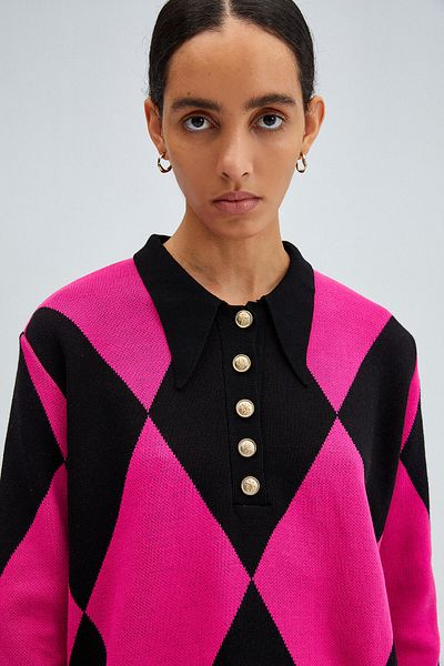 Touché Privé BAKLAVA PATTERNED POLO NECK KNIT TUNIC