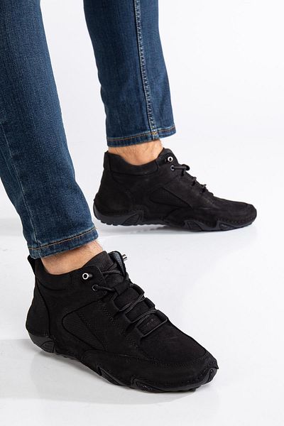 Dilimler Ayakkabı Γνήσιο δέρμα Nubuck Ανδρικές Μπότες Μαύρες ελαστικές κορδέλες Σόλα Saddle