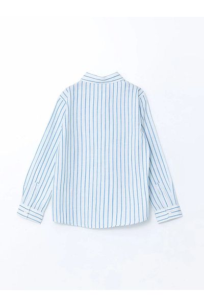 LC Waikiki Cămașă pentru băiat cu mânecă lungă, albastră, cu dungi LCW Kids