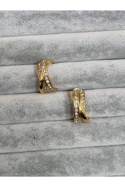 MSA TREND Steel Earring Stone Spirally-Wound Ring Design Gold Color 316L Sterling Steel Earrings