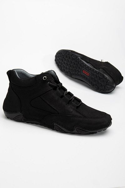 Dilimler Ayakkabı Γνήσιο δέρμα Nubuck Ανδρικές Μπότες Μαύρες ελαστικές κορδέλες Σόλα Saddle