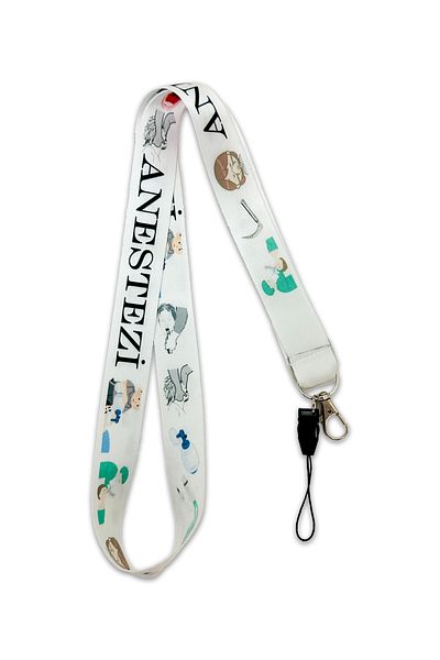 PABALAS White Anesthesia-Doctor Hospital Pattern Neck Lanyard Strap Name Badge Holder-Phone Strap