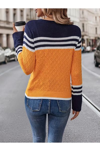 İpeksi Silky Women's Long Sleeve Crew Neck Multi Color Knitwear Blouse