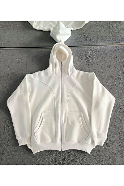 BALİNA Premium Embroidery Print White Hooded Sweatshirt - 3 Thread Thesolo