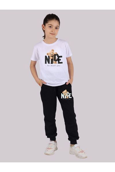 armicem Tricou cu imprimeu Armi Nice și pantaloni de trening elastic pentru fete