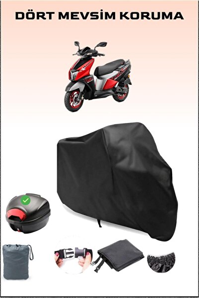 Breen Siyah Tvs Ntorq 125 Arka Çanta Uyumlu Motosiklet Branda Su Geçirmez Dayanıklı Kumaş