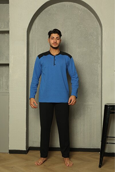 CALİA Men's Lapel Buttoned Interlock Pajamas Set New Season