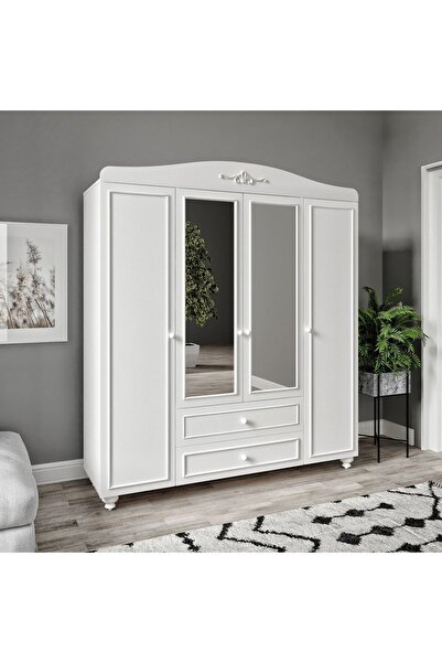 VENATTO Romantic 4 Kapılı, 2 Çekmeceli Aynalı Dolap/gardırop(%100MDF)