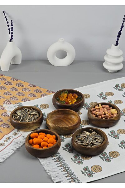 HomeTarz Acacia 6-Piece Snack Bowl Set - Turkish Delight and Candy Set - 50 ml