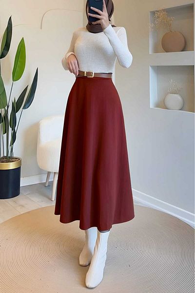 CNG MODA Large Size Hijab Puff Scuba Flared Skirt