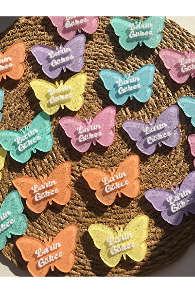 NaturessCo Bebek Magneti Simli Kelebek Pleksi Magnet (10 ADET)