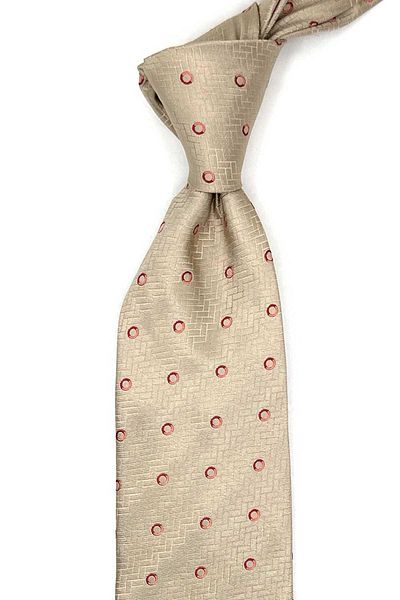 Kravatkolik Vigasio Style Beige Polka Dot Pattern Italian Silk Tie Hr1893