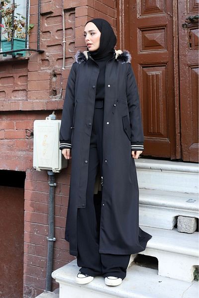 ALNİSS COLLECTİON Detachable Hooded Sheepskin Winter Full Length Long Top Coat Coat