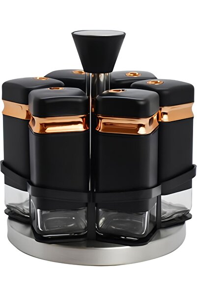 Paçi Fıona 6lı Döner Standlı Siyah Baharatlık Seti