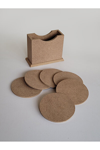 AN'GE Ahşap, Ham Mdf, Boyanabilir Yuvarlak 6'lı Bardak Altlığı