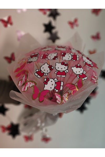 Online çarşınız HELLO KİTTY ve KELEBEK LED IŞIKLI BUKET HEDİYE
