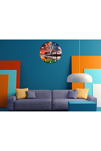 Ti Play Tİ-PLAY ДЪРВО И ВОДА 30X30CM АКРИЛЕН ДЕКОРАТИВЕН МОДЕРЕН СТЕНЕН ЧАСОВНИК