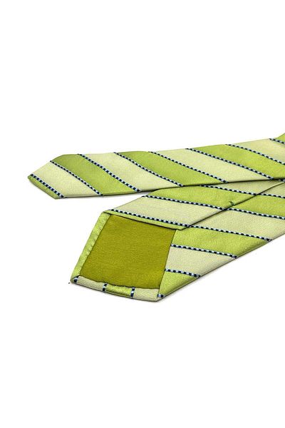 Kravatkolik Rivani Style Green Line Pattern Italian Silk Tie İk1765