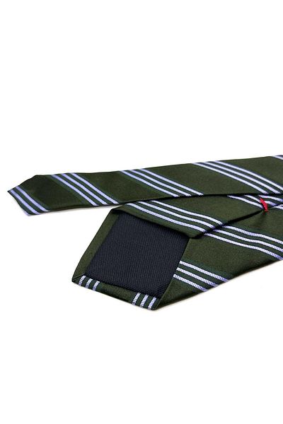 Kravatkolik Giardino Style Green Line Pattern Italian Silk Tie Hrk1759