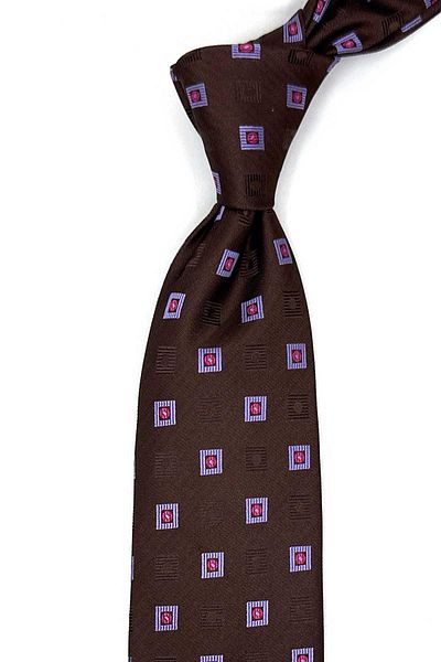 Kravatkolik Marcao Style Brown Small Pattern Italian Silk Tie Hrk1843