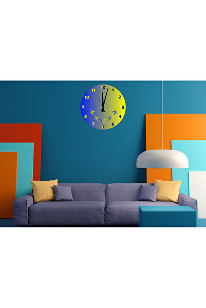 Ti Play Tİ-PLAY CEAS DE PERETE MODERN DECORATIV ACRILIC 30X30CM GALBEN STELEN...