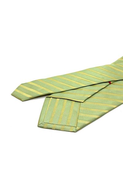 Kravatkolik Castel Style Green Line Pattern Italian Silk Tie Hrk1903