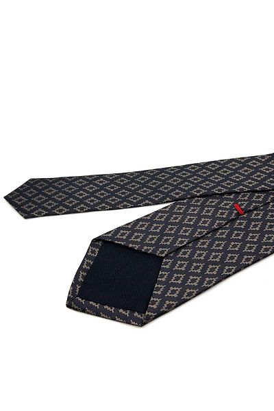 Kravatkolik Venola Style Black - Brown Motif Pattern Italian Silk Tie Hrk1754