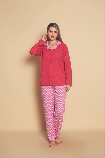 CALİA Front Button Shirt Model Women's Pajamas Set New Season