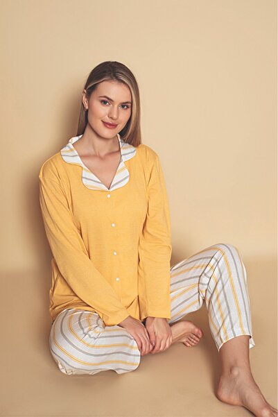 CALİA Önden düğmeli Gömlek Model Kadın Pijama Takımı YENİ SEZON