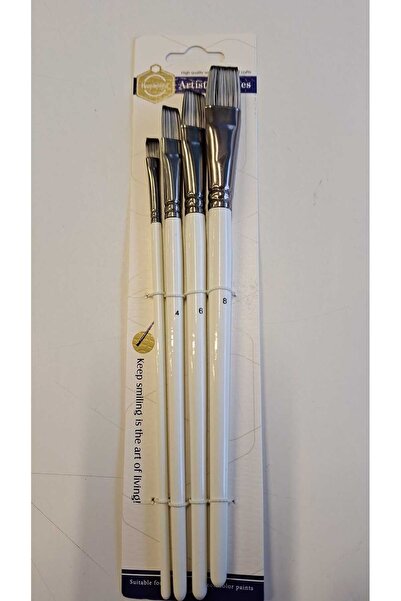 Keep Smiling CRAFTSY 4 LÜ DÜZ KESİK GRİ UÇLU FIRÇA SETİ YAĞLI BOYA ve AKRİLİK