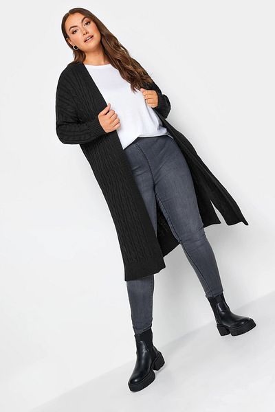 Stil Diva Large Size Long Sleeve Maxi Long Knitwear Knitted Cardigan301879