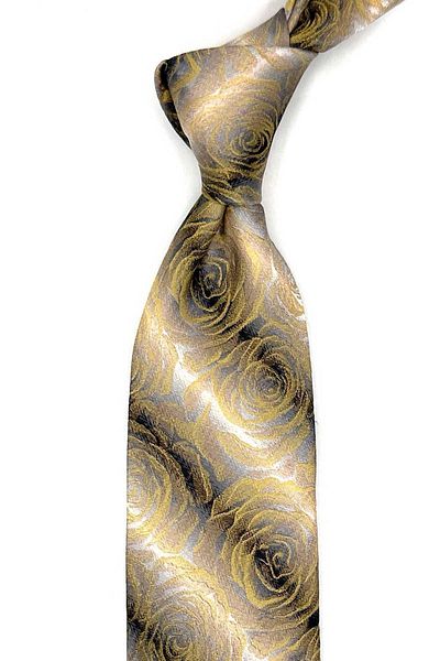 Kravatkolik Renesto Style Yellow Flower Pattern Italian Silk Tie Hr1783