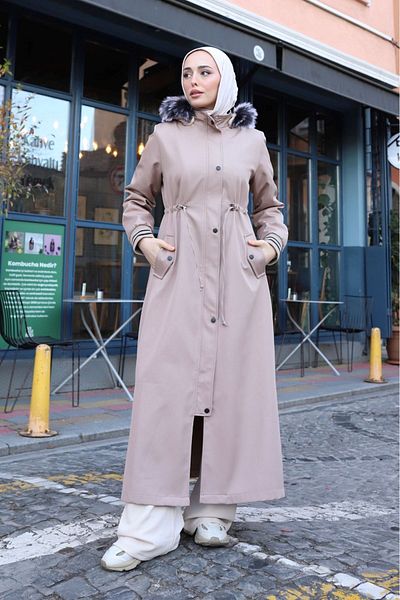 ALNİSS COLLECTİON Detachable Hooded Sheepskin Winter Full Length Long Top Coat Coat