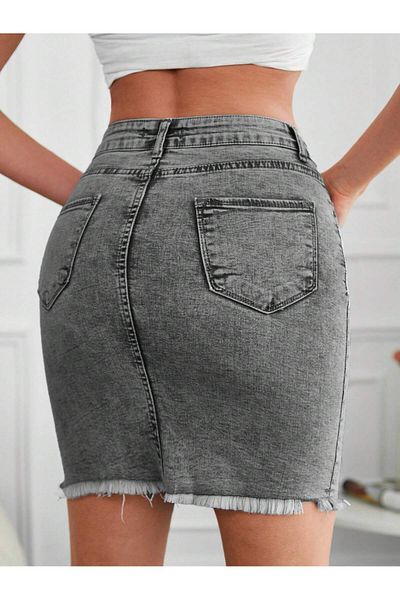 Happy Pink Gray Jean Mini Skirt