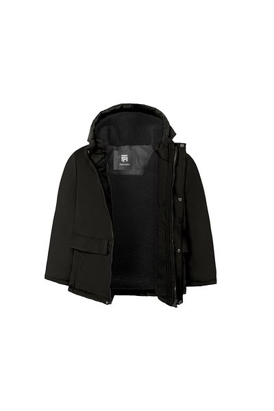 Staristan Girls' Black Hooded Winter Parka with Fur Inside - Waterproof and Windproof, 3 Pockets